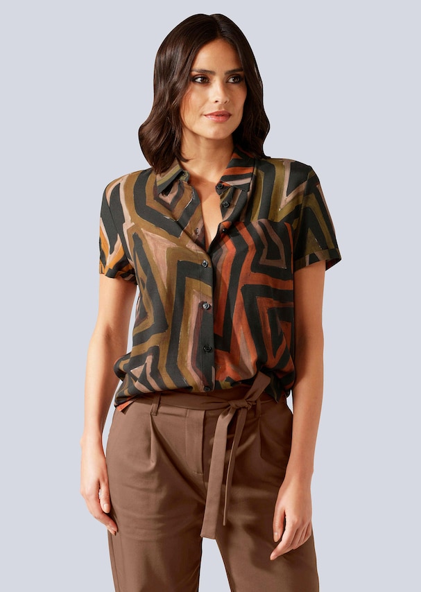Bluse mit Ethno-Druckdessin