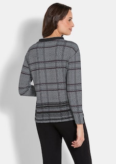 Sweatshirt met ruitpatroon en flockprint thumbnail 2