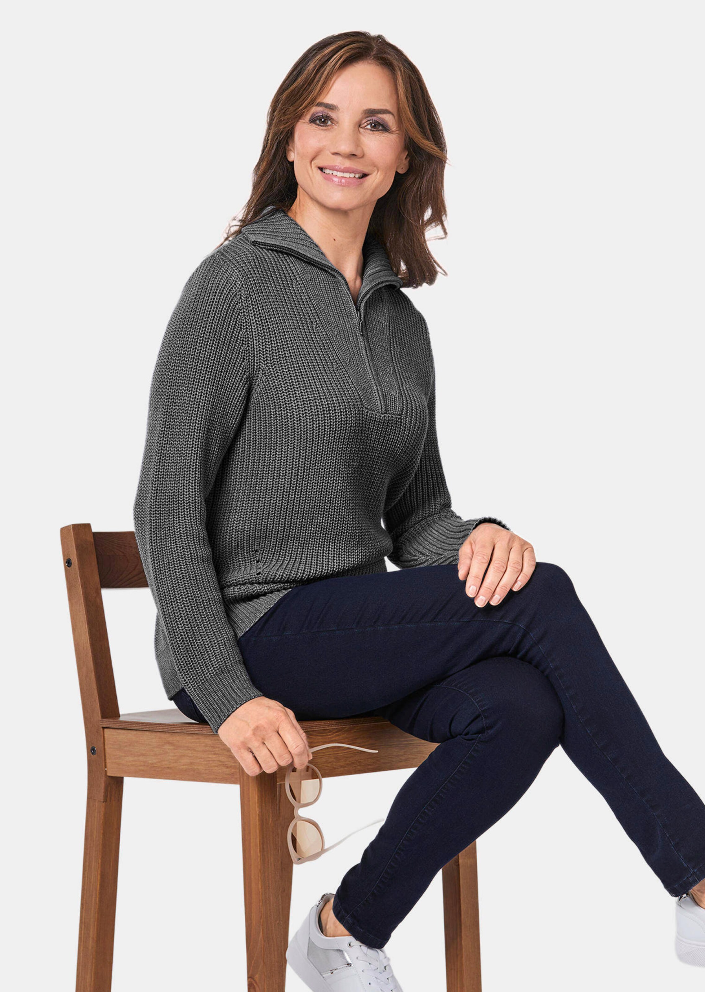 Sportiver Troyer mit Baumwollanteil in anthrazit / melange atelier