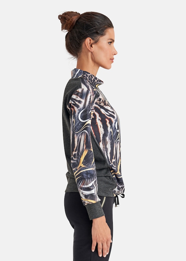 Sweatshirt with abstract animal print and leather accents 3