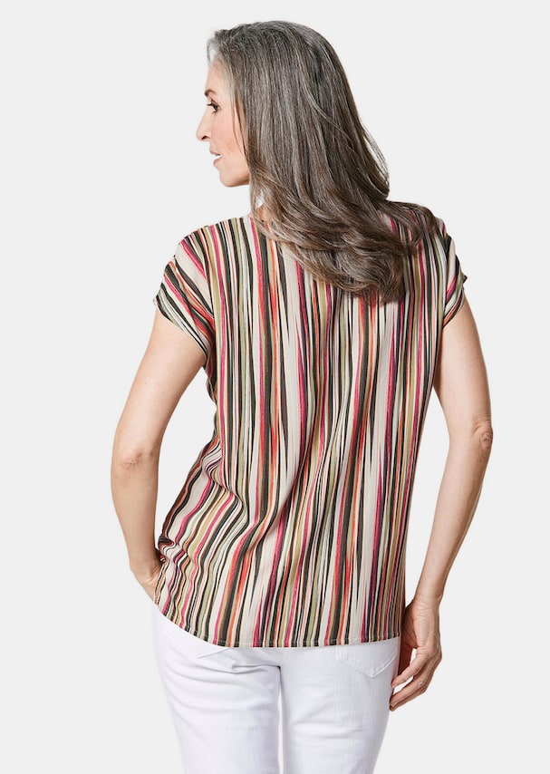 Gedessineerde blouse met gestreepte print 2