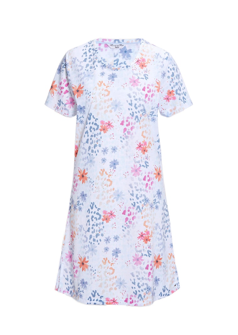 Nachthemd met korte mouwen en bloemenprint
