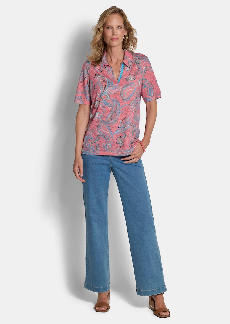 Ausbrenner-Shirt mit Polokragen