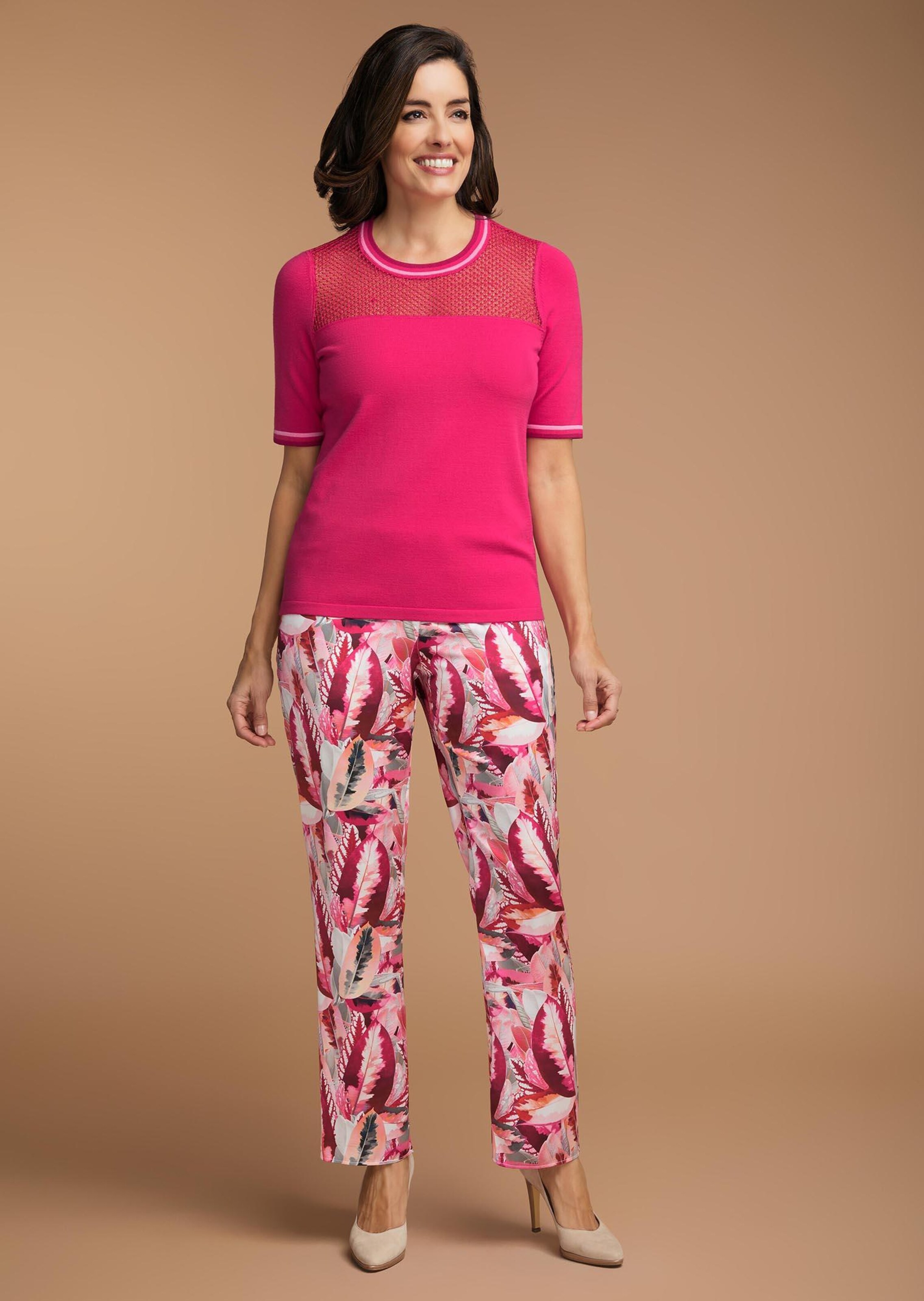 Pull brodé à manches courtes - fuchsia - Gr. 46 de Goldner Fashion