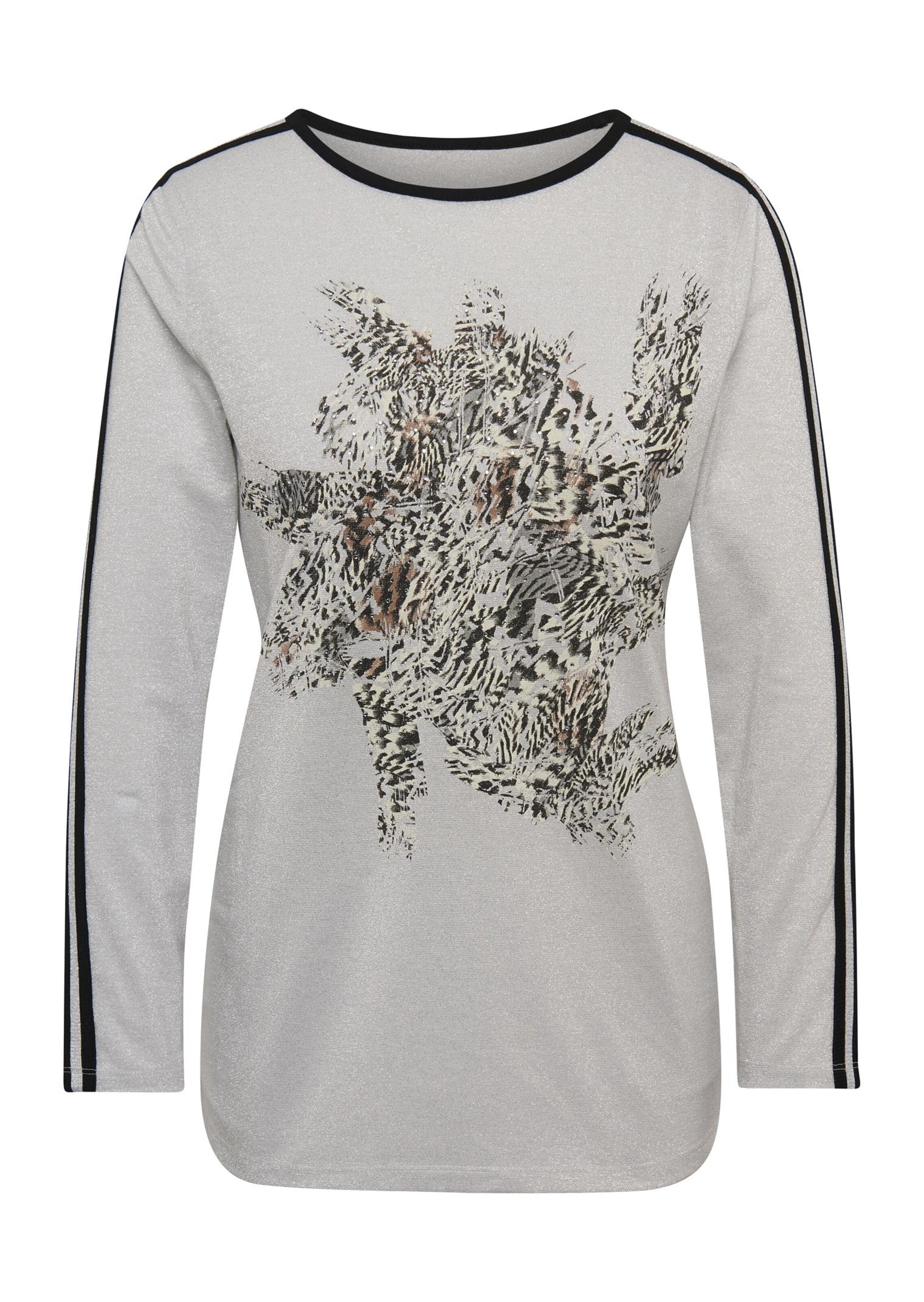 T-shirt avec petites pierres scintillantes - gris / noir / chiné - Gr. 50 de Goldner Fashion