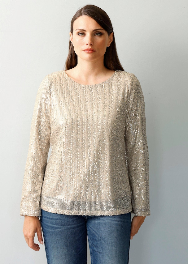 Pailettenbluse mit langem Arm