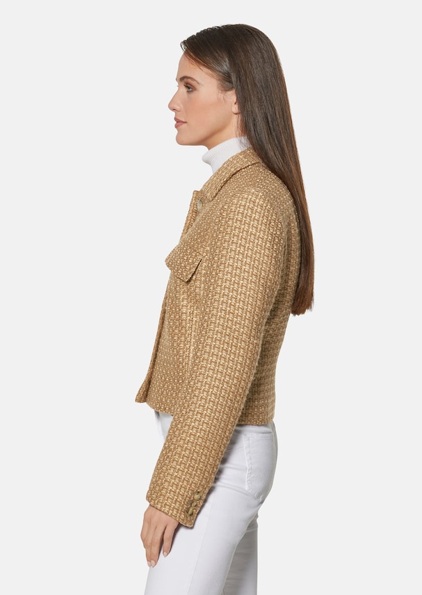 Fashionable short blazer made from fancy yarn 3