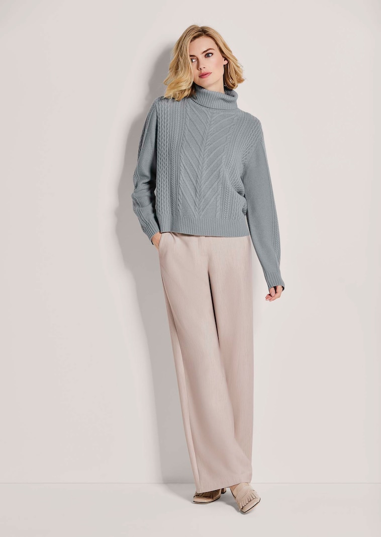 Rollkragen-Pullover aus Kaschmir mit Zopfmuster