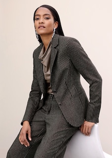 Klassischer Nadelstreifen-Blazer mit Wolle thumbnail 1