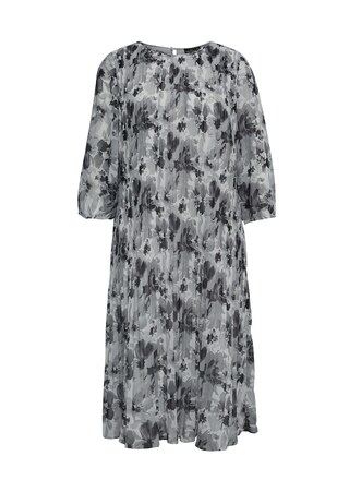 grau / schwarz / geblümt Aufregend plissiertes Kleid