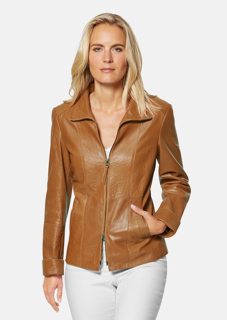 Nappa leather jacket with structured sections