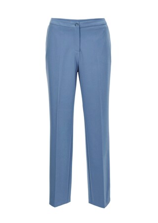 blauw Elegante broek met iets wijdere pijpen