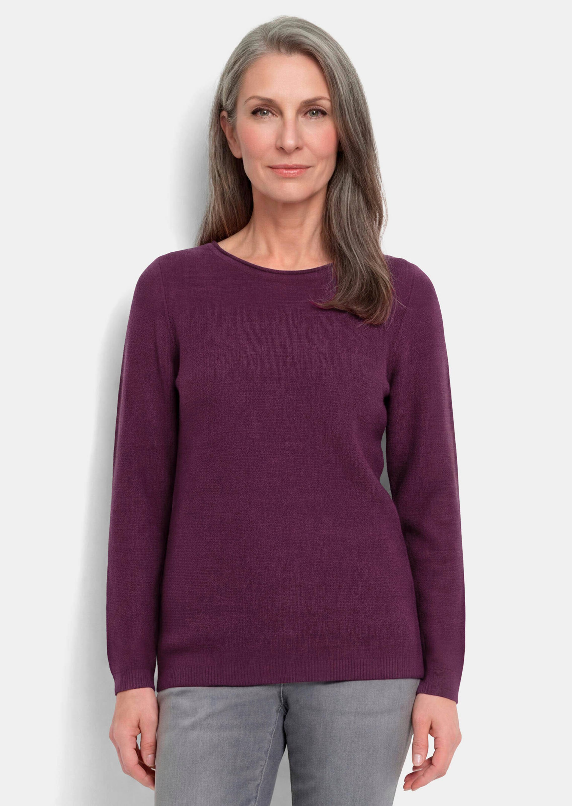 Fijn gebreide tricot pullover met boothals