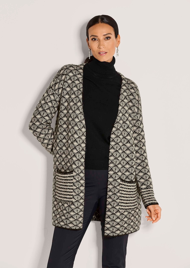 Verschlusslose Strickjacke mit Jacquard-Muster
