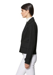 Double-breasted short blazer in boiled wool thumbnail 4