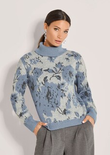 Floraler Jacquard-Pullover mit Rollkragen thumbnail 1