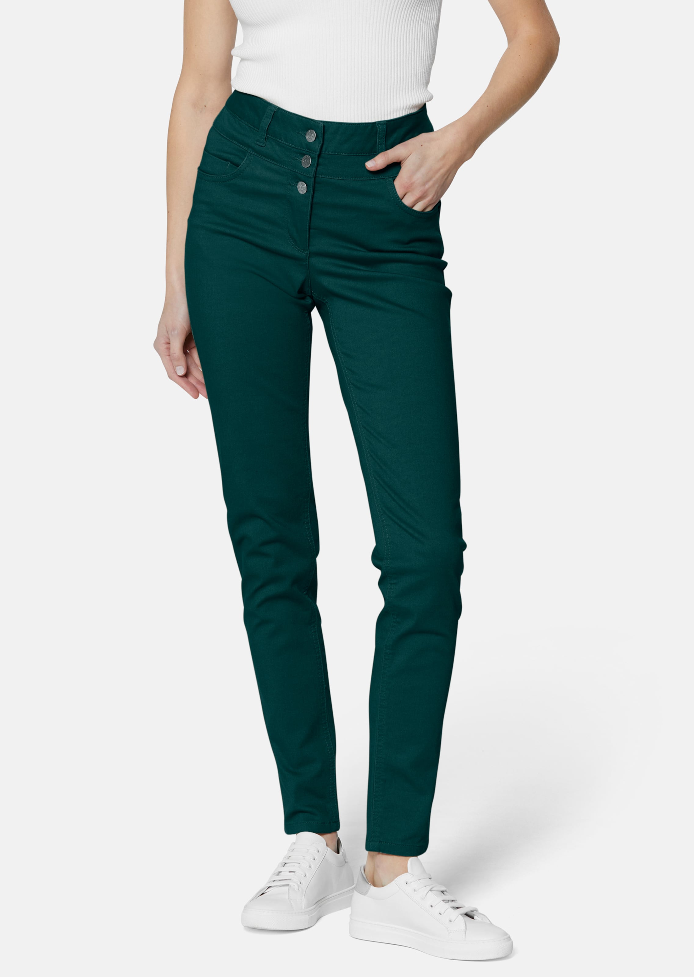 Jean Power Stretch Taille haute sur vert botanique MADELEINE Vetement