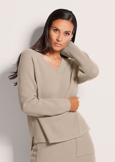 Langarm-Pullover mit V-Ausschnitt thumbnail 1