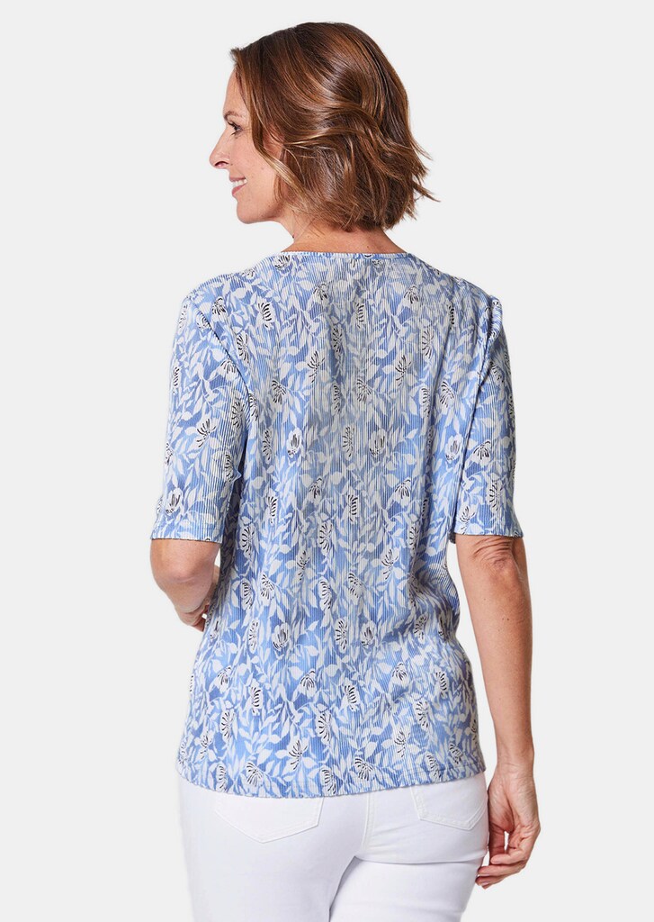 Feinplissee-Shirt mit Schmuckelement
