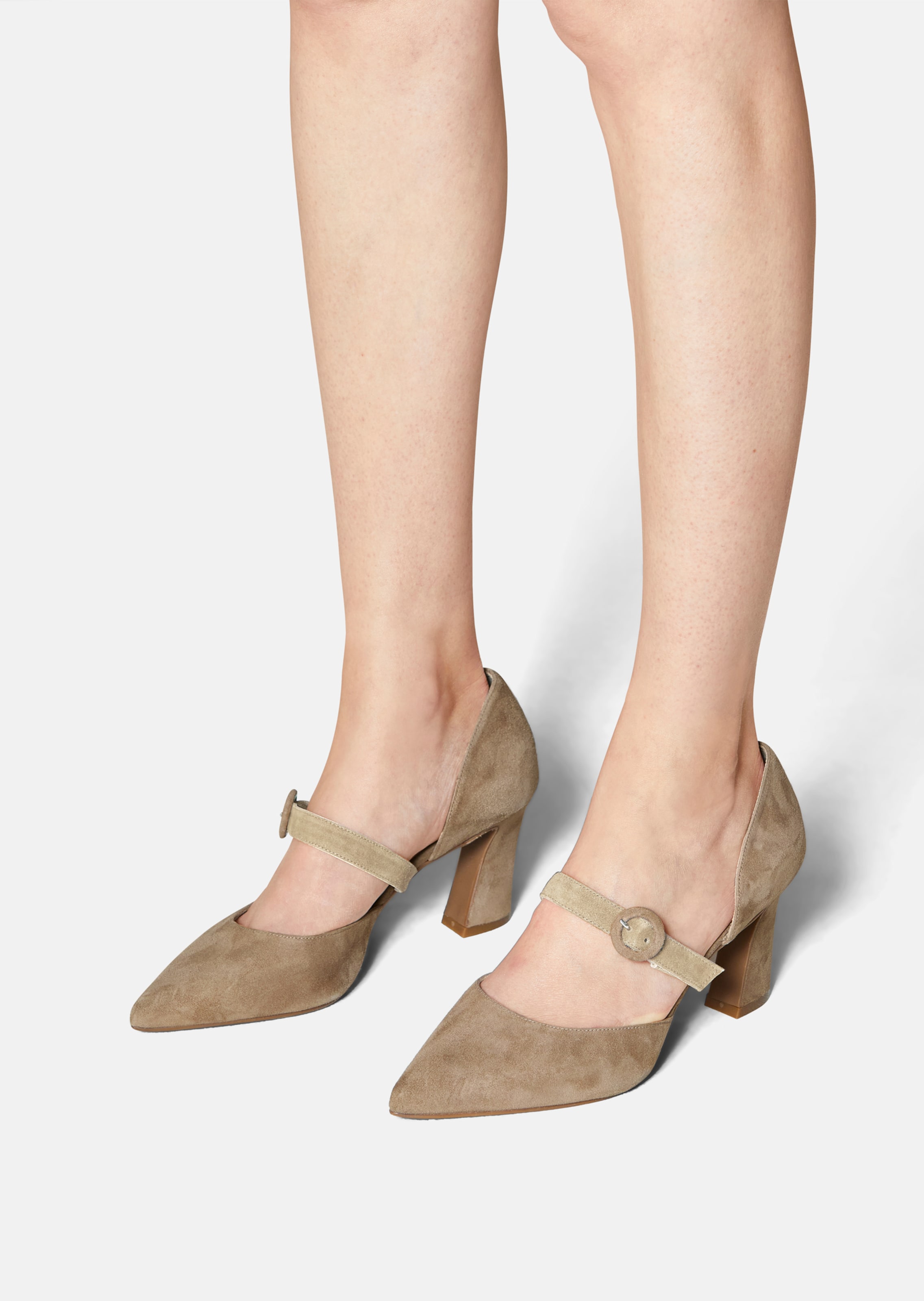 Veloursleder-Pumps mit Spannriemen