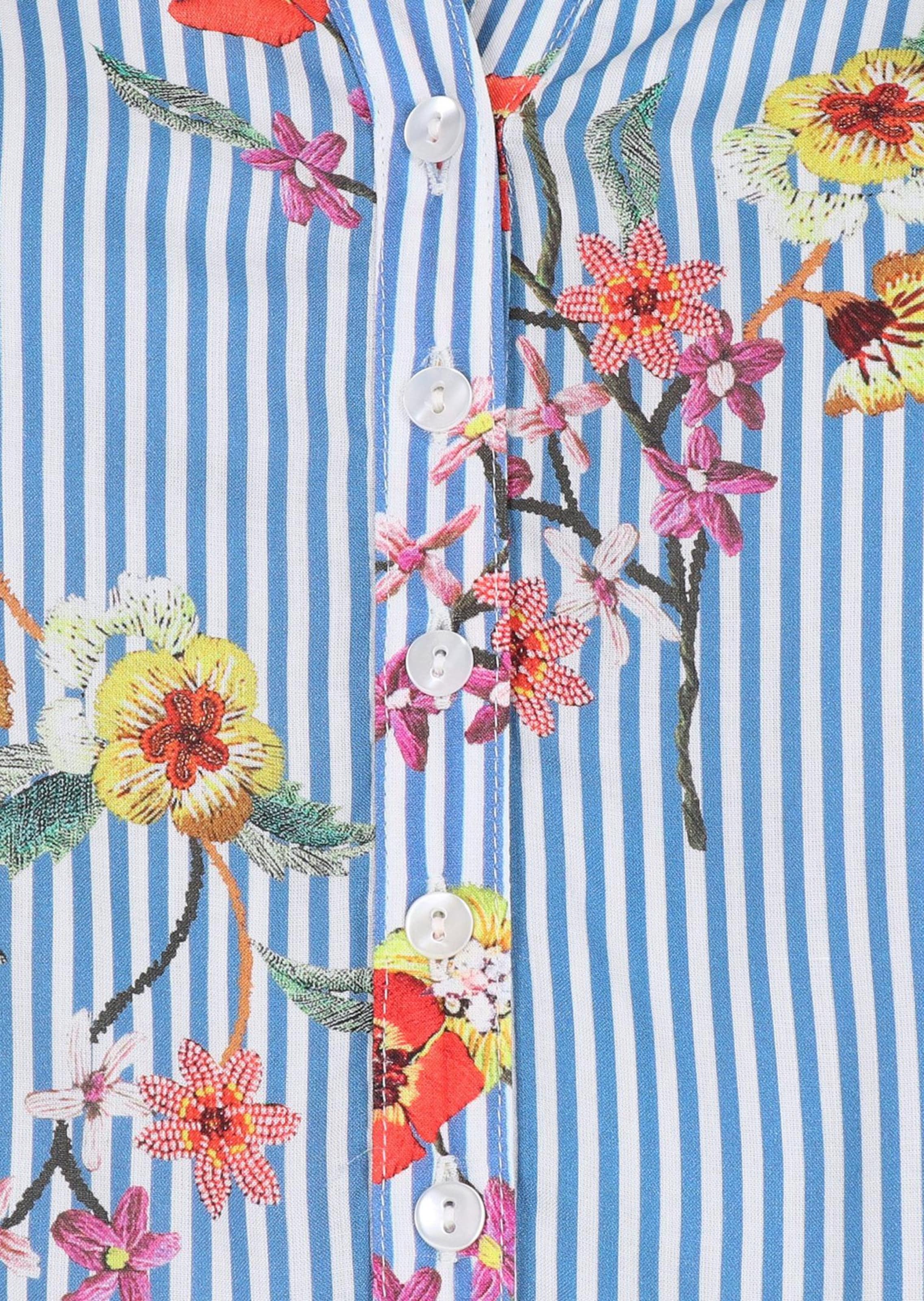 Chemisier rayé en viscose fluide - bleu clair / multicolore / à motifs - Gr. 42 de Goldner Fashion