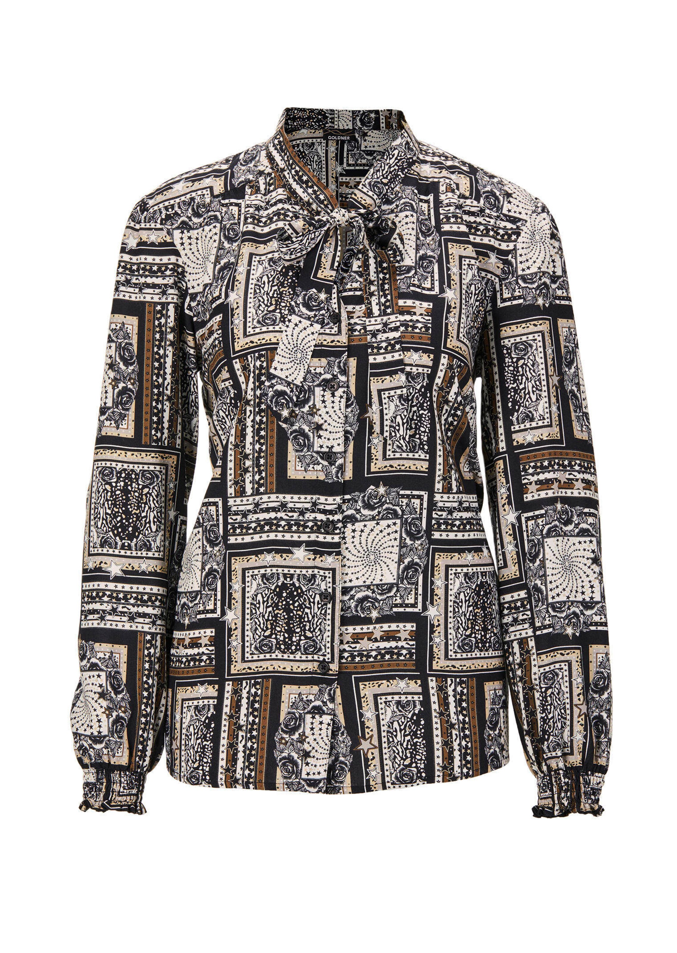 Druckbluse mit Tunika-Ausschnitt