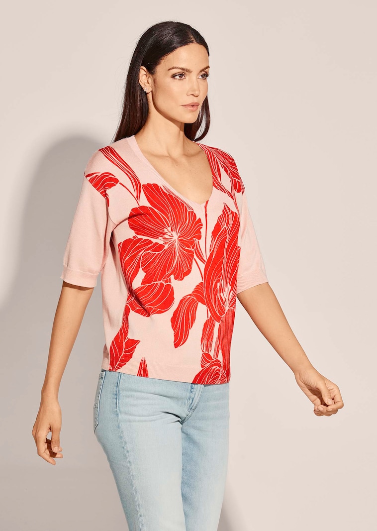 Feinstrickpullover mit floralem Print