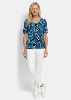 T-shirt en coton avec des fleurs féminines thumbnail 2