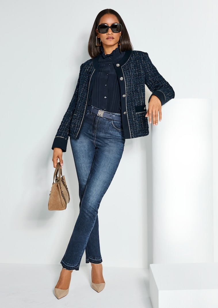 Kurzer Tweed-Blazer ohne Kragen