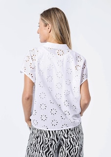Kurzarm Bluse mit Loch-Muster thumbnail 3