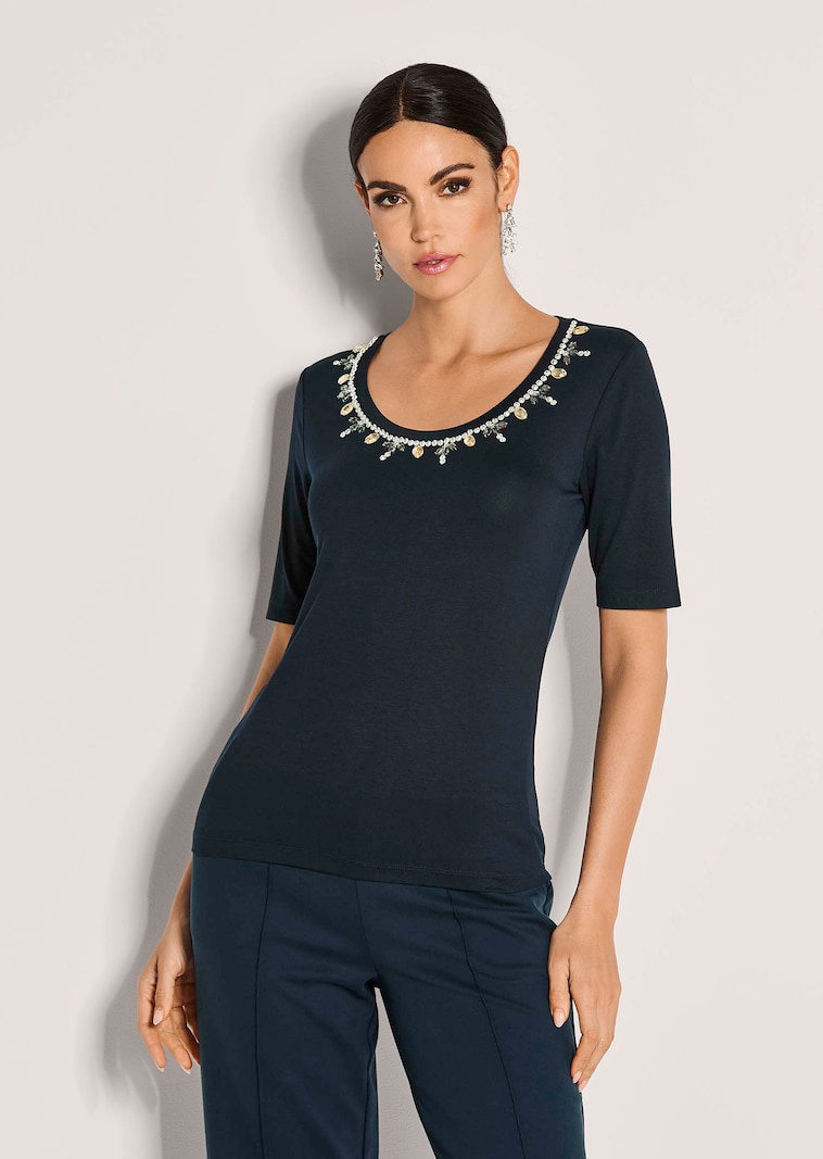 Halbarm-Shirt mit Zierstein-Deko