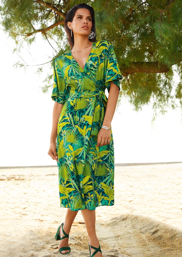 Halbarm-Kleid mit Dschungel-Print