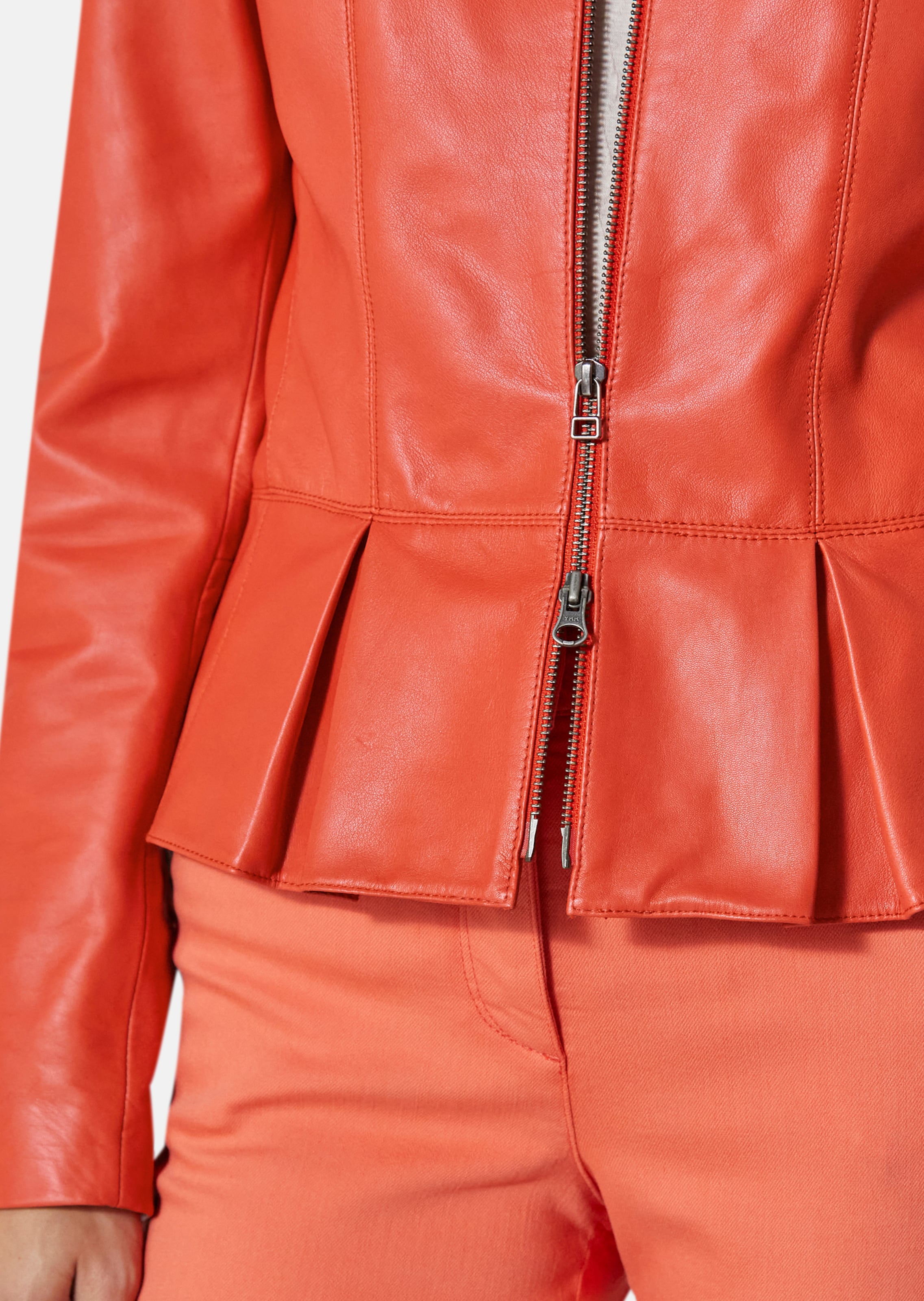 Nappa leather jacket in blood orange MADELEINE Fashion
