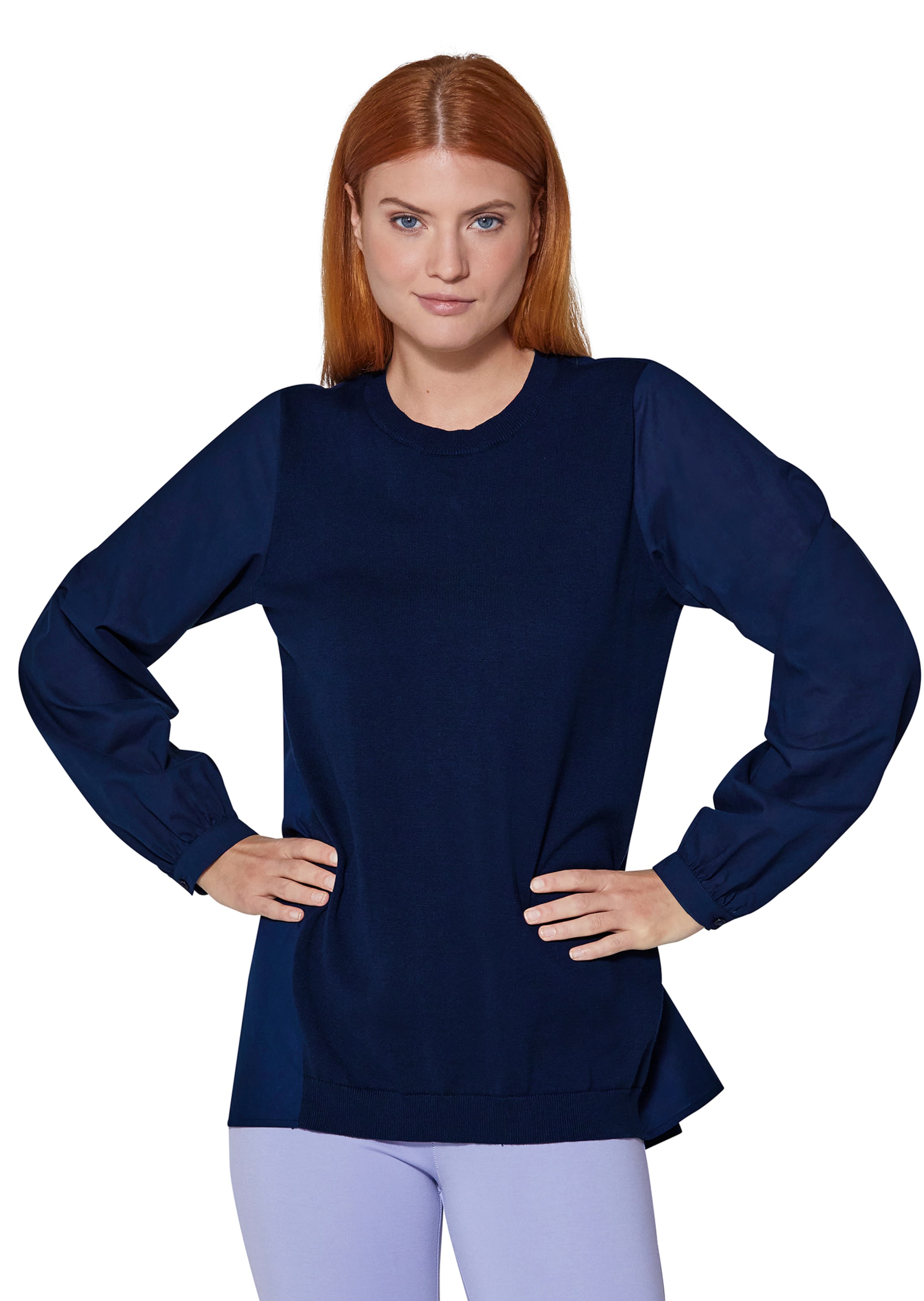 Legerer Pullover in raffiniertem Material-Mix