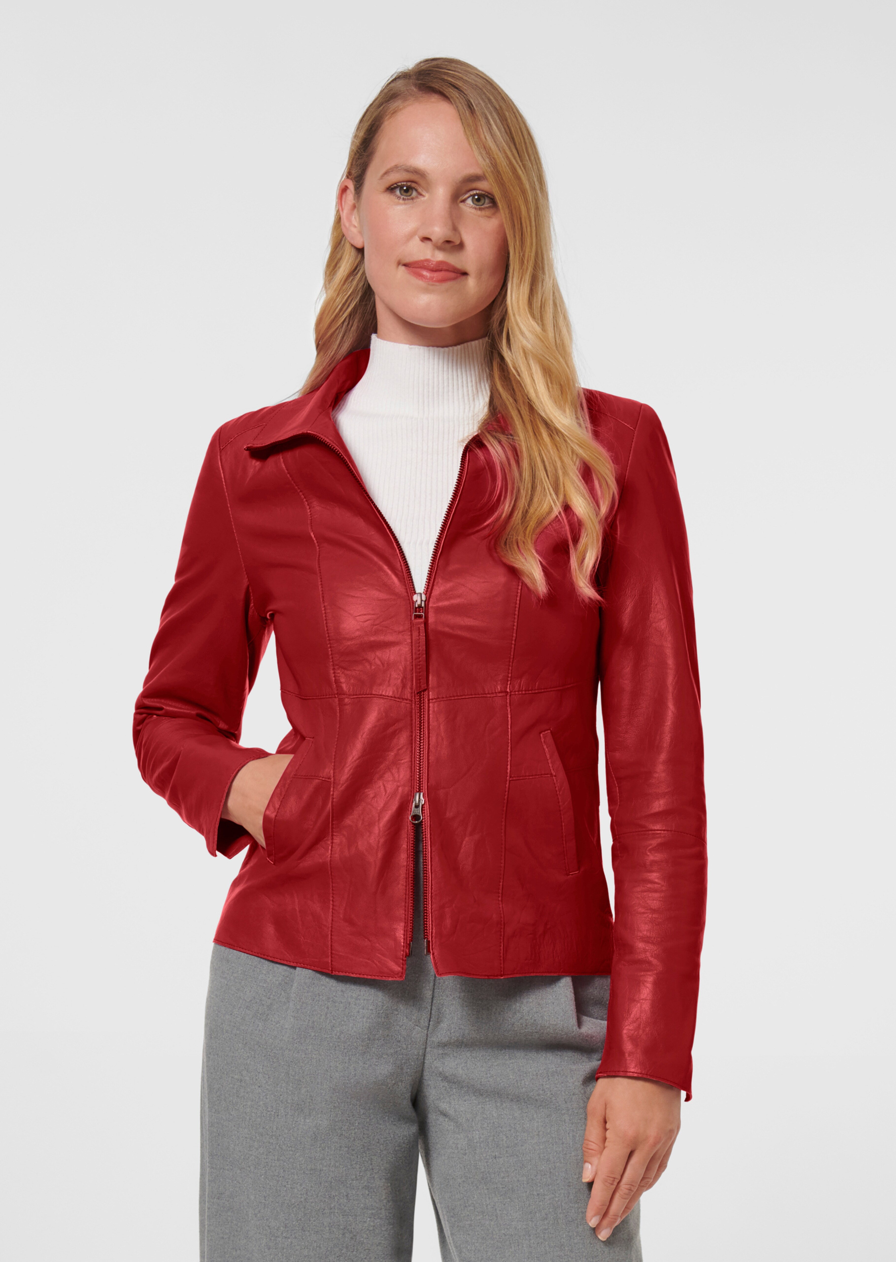 Lederjacke aus Nappa mit Crash-Struktur
