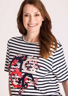 T-shirt à rayures avec motif sur le devant thumbnail 4