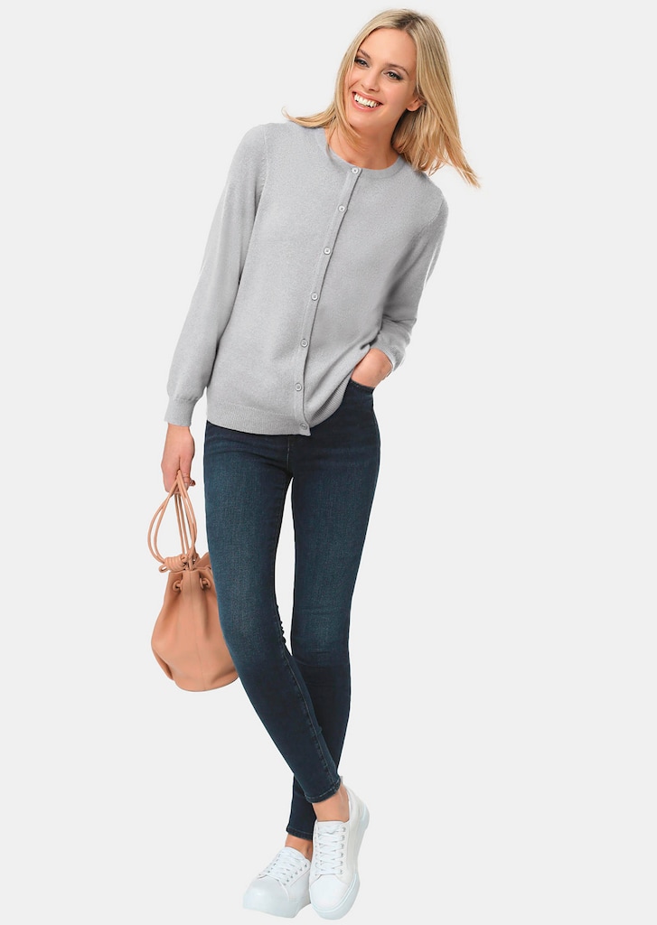 Kuschelweiche Kaschmir-Strickjacke mit Rundhals