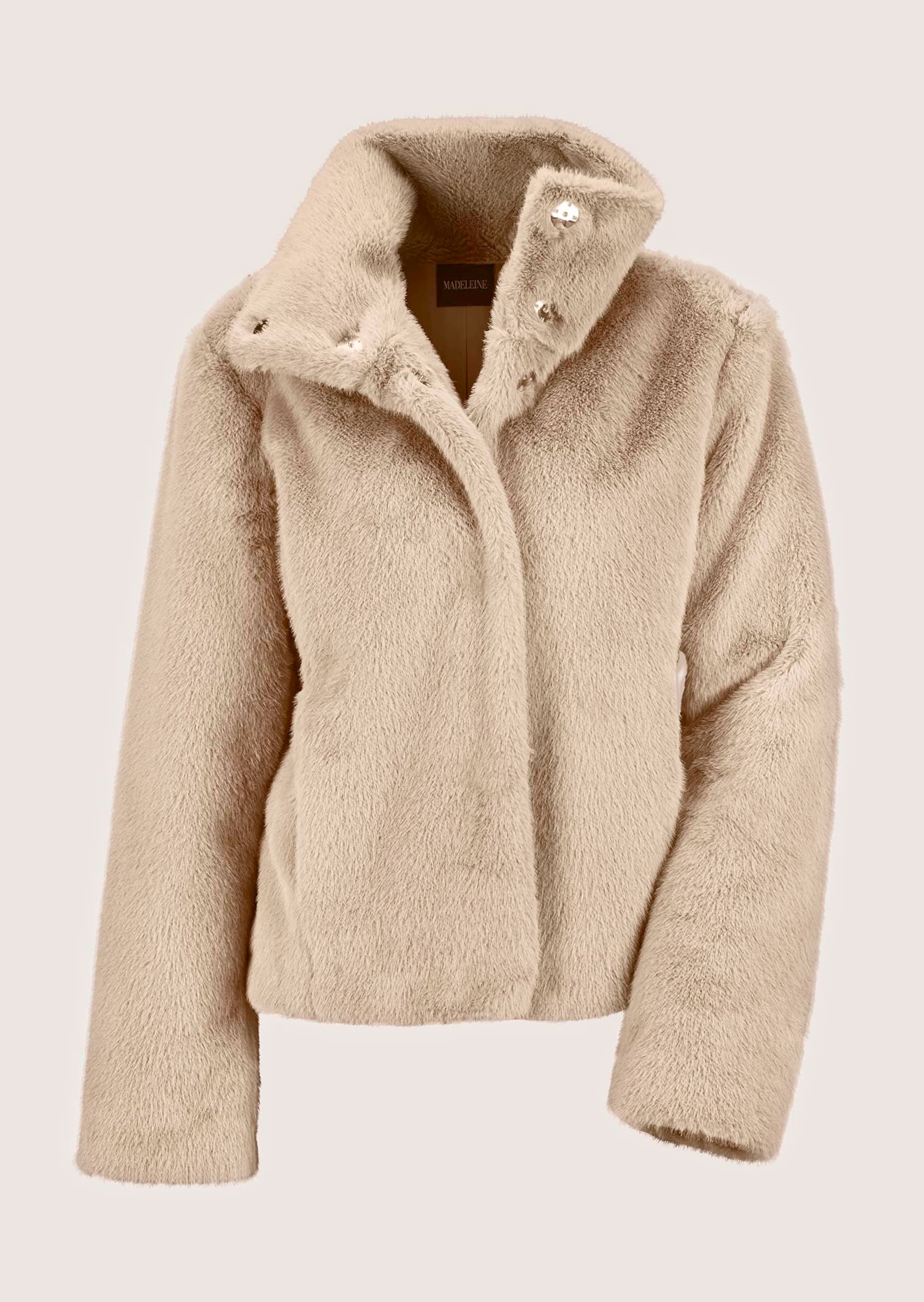 Veste Courte Femme Boden - Moleskine Beige Avec Col En Fausse Fourrure - Taille 10 - Occasion Très Bon état