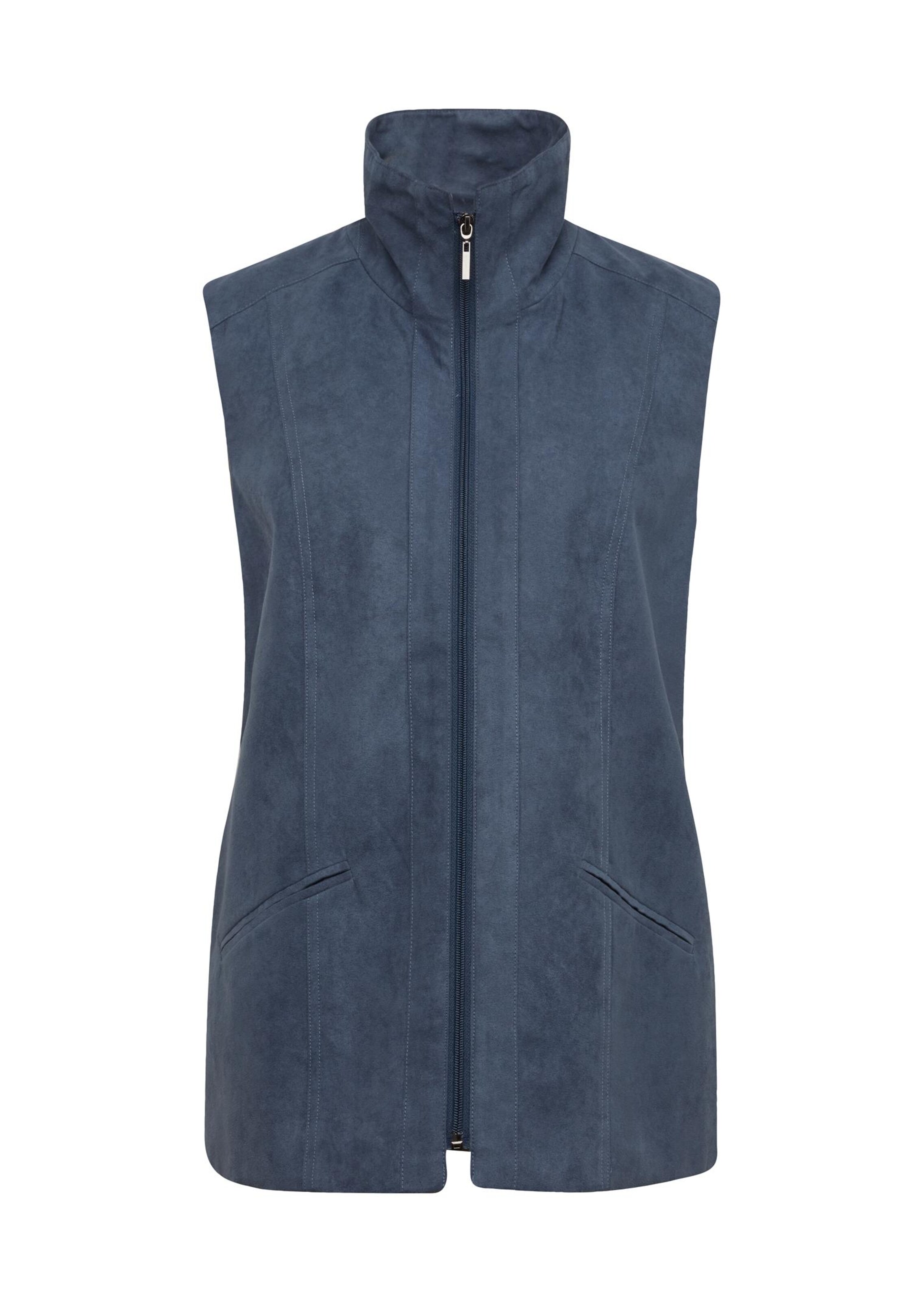 Gilet léger au bel aspect daim - bleu gris - Gr. 44 de Goldner Fashion