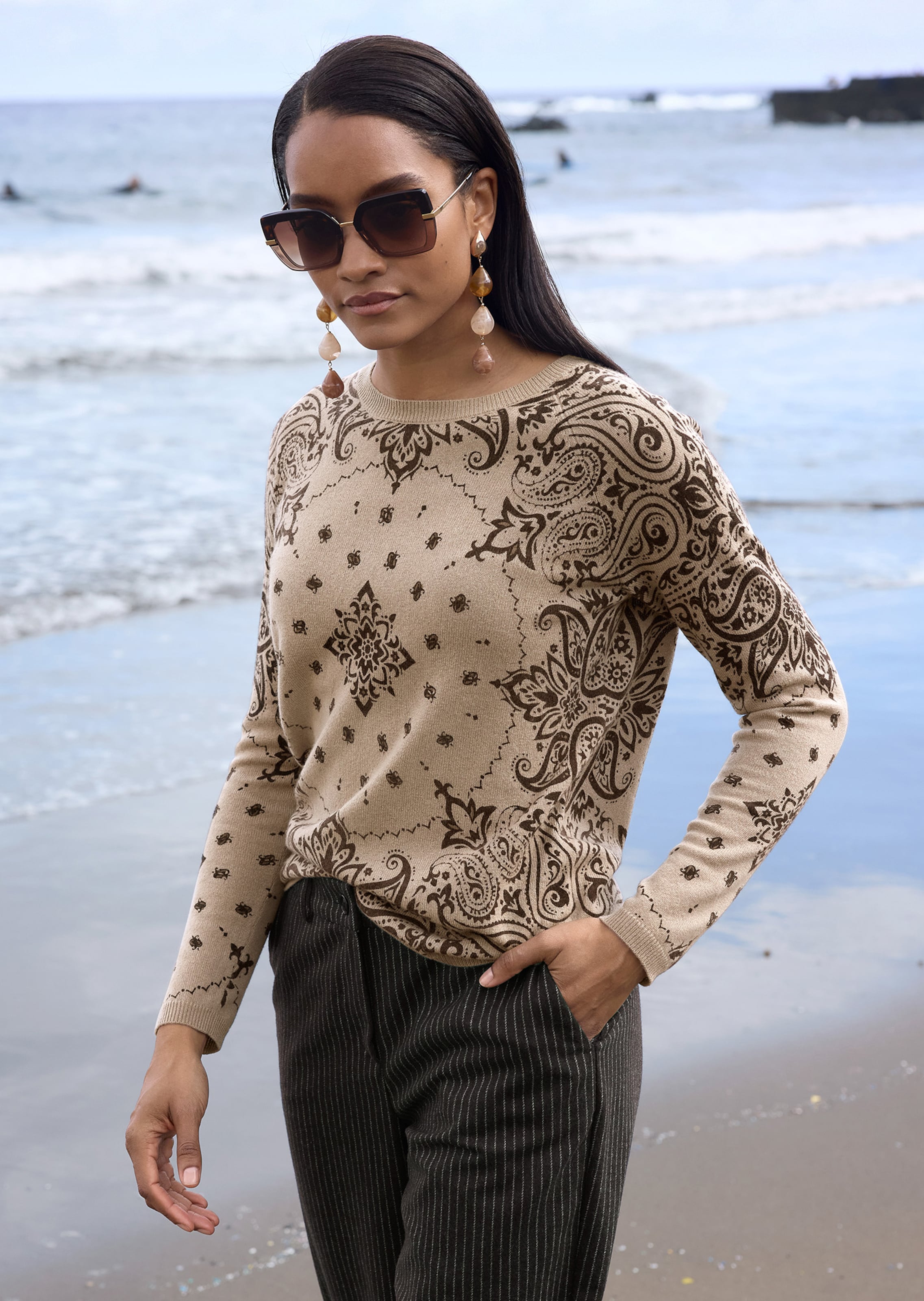 Kaschmir-Pullover mit Paisley-Muster