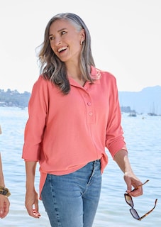 Crêpe-Bluse mit Fledermausärmel thumbnail 2