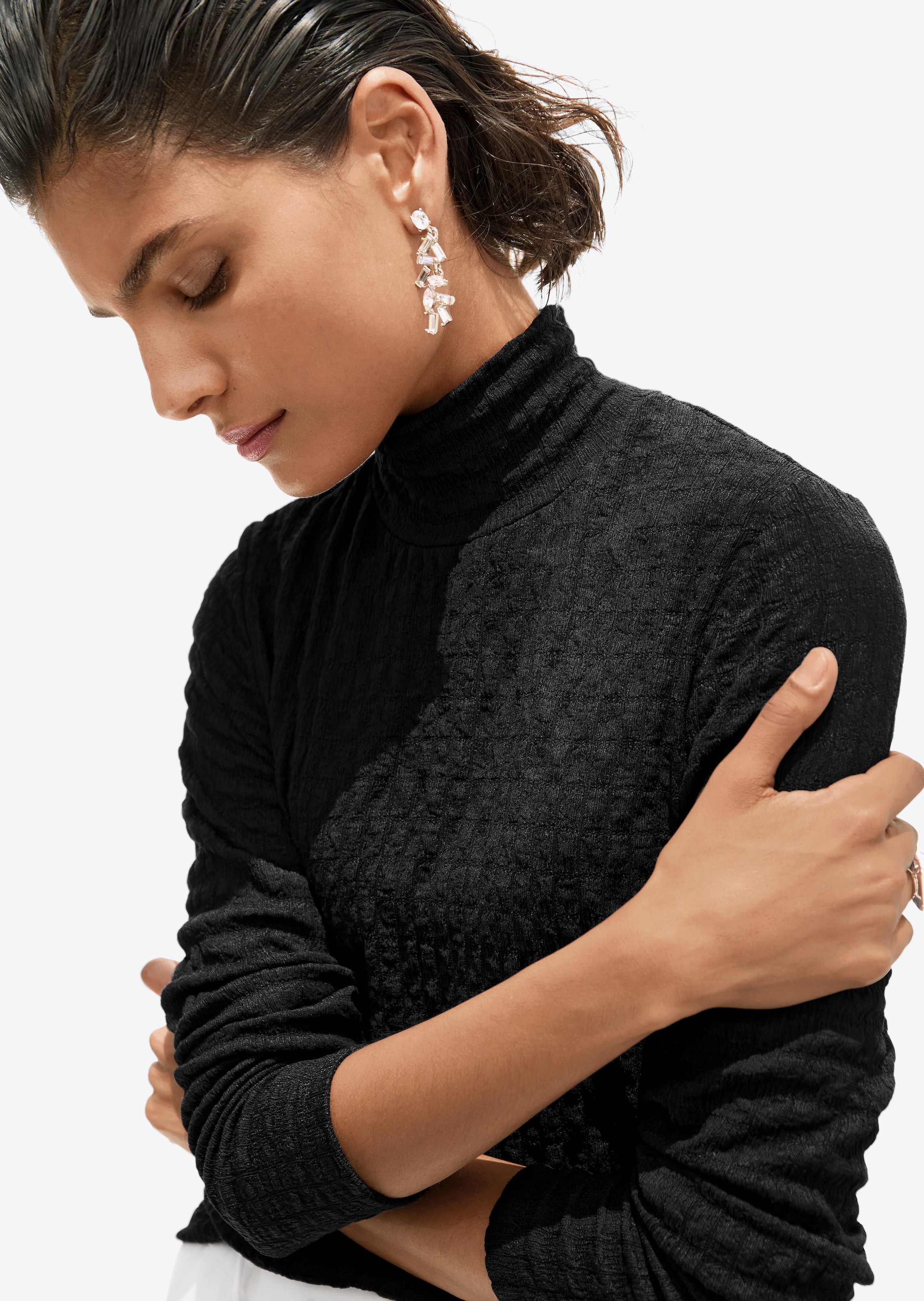 Jersey-Shirt mit Stehkragen