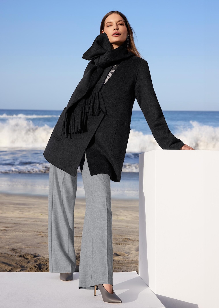 Manteau double face avec écharpe amovible