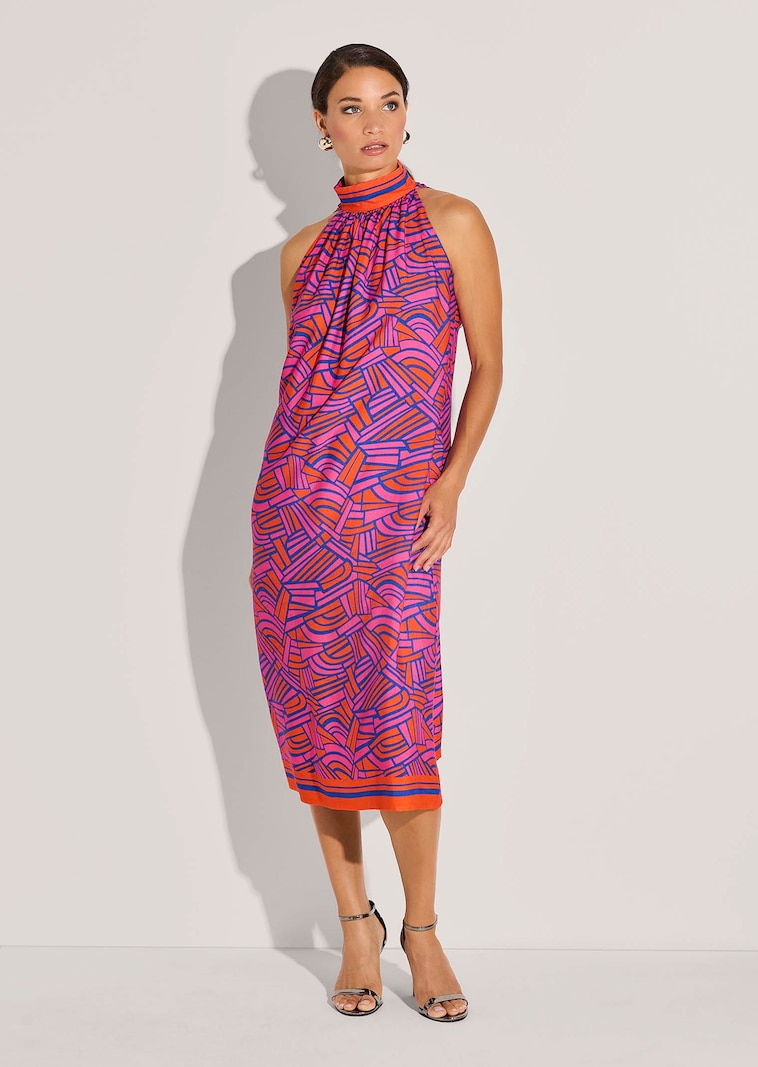 Sommerkleid mit grafischem Print und Stehkragen