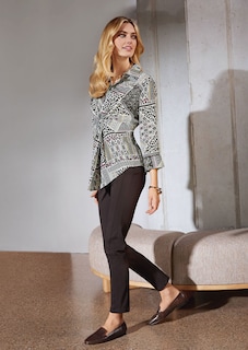 Bedruckte Bluse mit Knoten-Effekt und 3/4-Ärmeln thumbnail 7