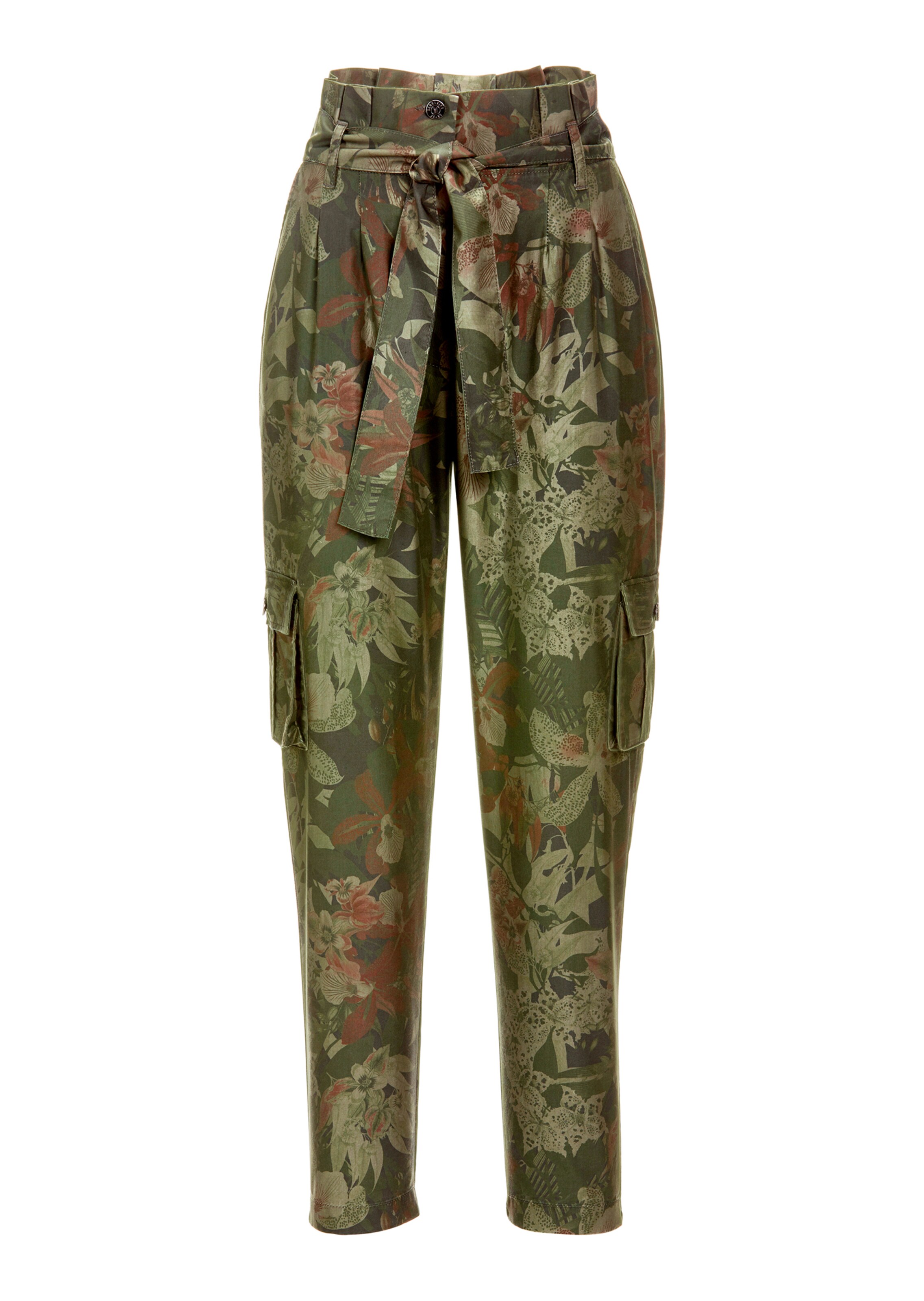Cargo trousers with floral pattern