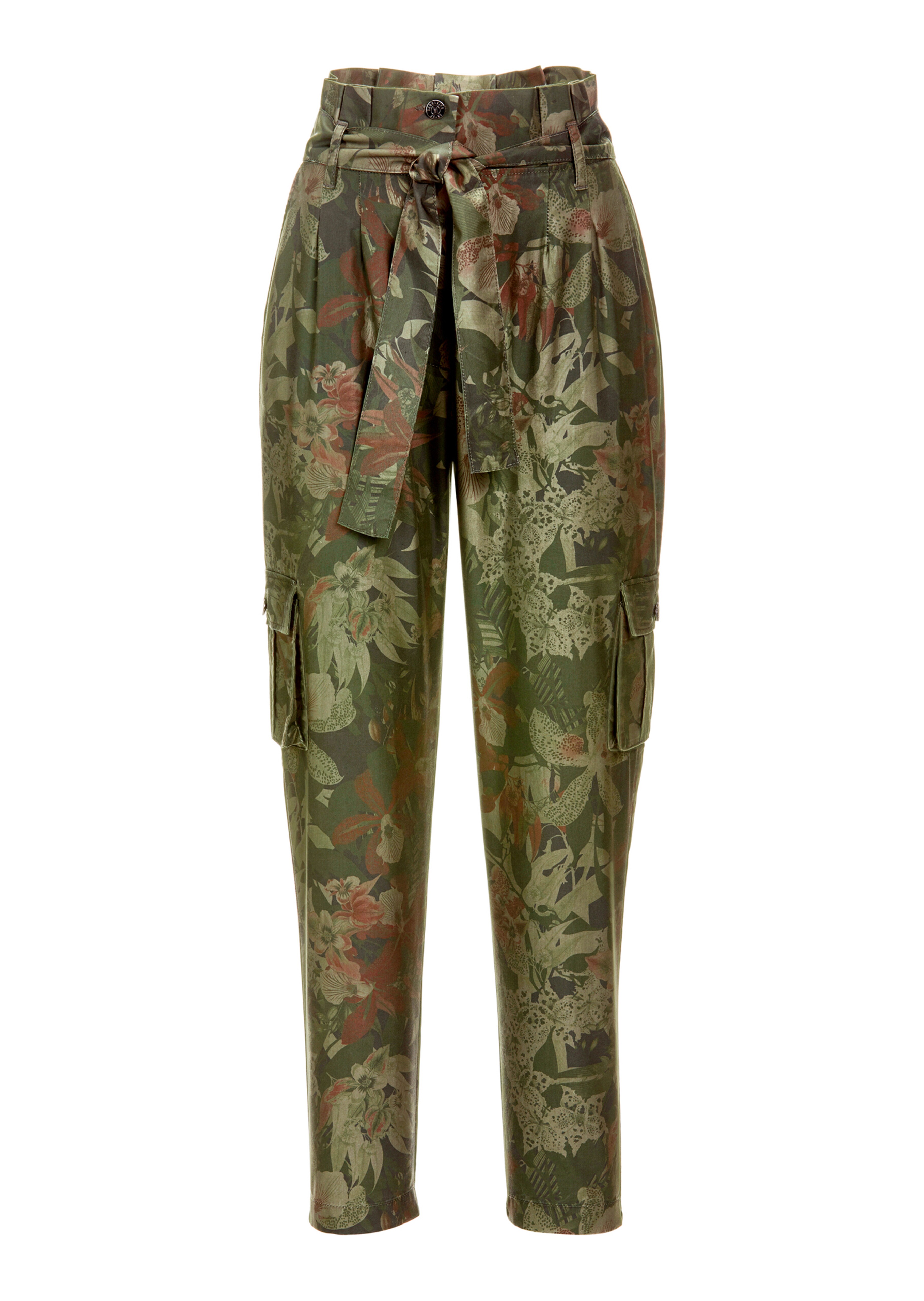 Cargo trousers with floral pattern