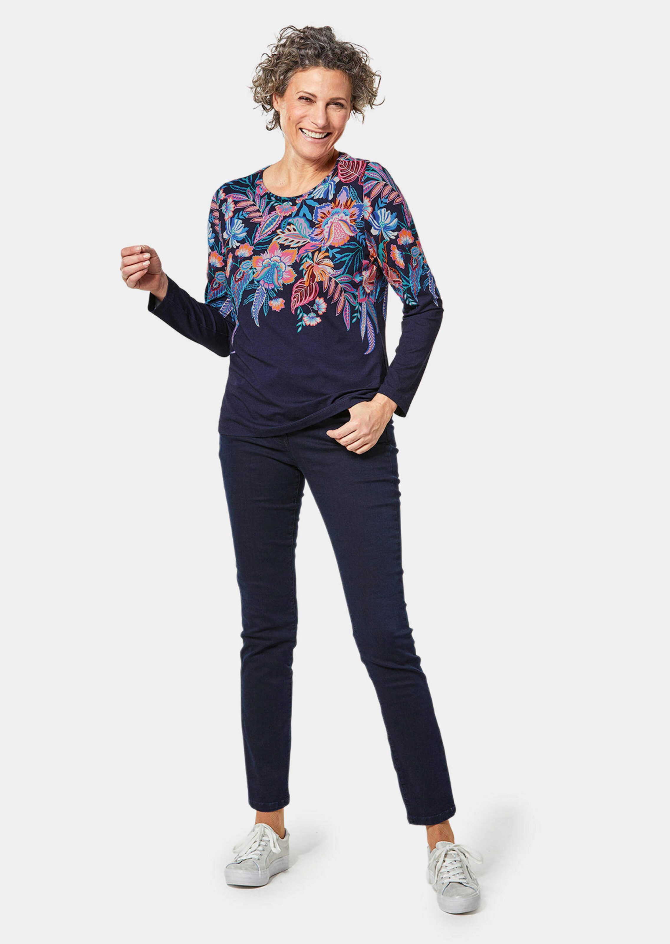 T-shirt imprimé à couleurs vives - marine / à motifs - Gr. 44 de Goldner Fashion