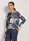 Kurzer Rundhals-Pullover mit Unikat-Print thumbnail 1