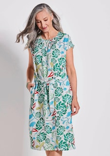Druckkleid mit Alloverprint & Bindegürtel thumbnail 7